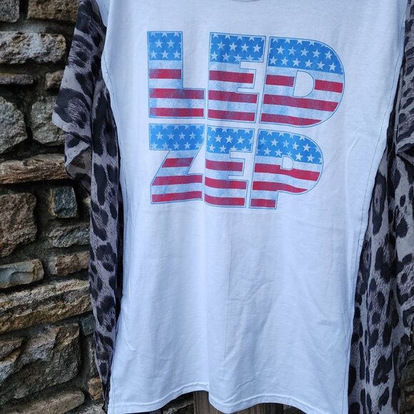Led Zeppelin American Flag Upcycled Band Tee - Picture 2 of 2